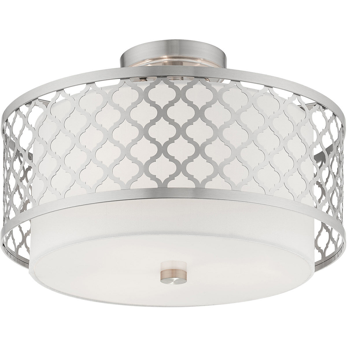Arabesque 3 Light 15 inch Brushed Nickel Semi-Flush Mount Ceiling Light
