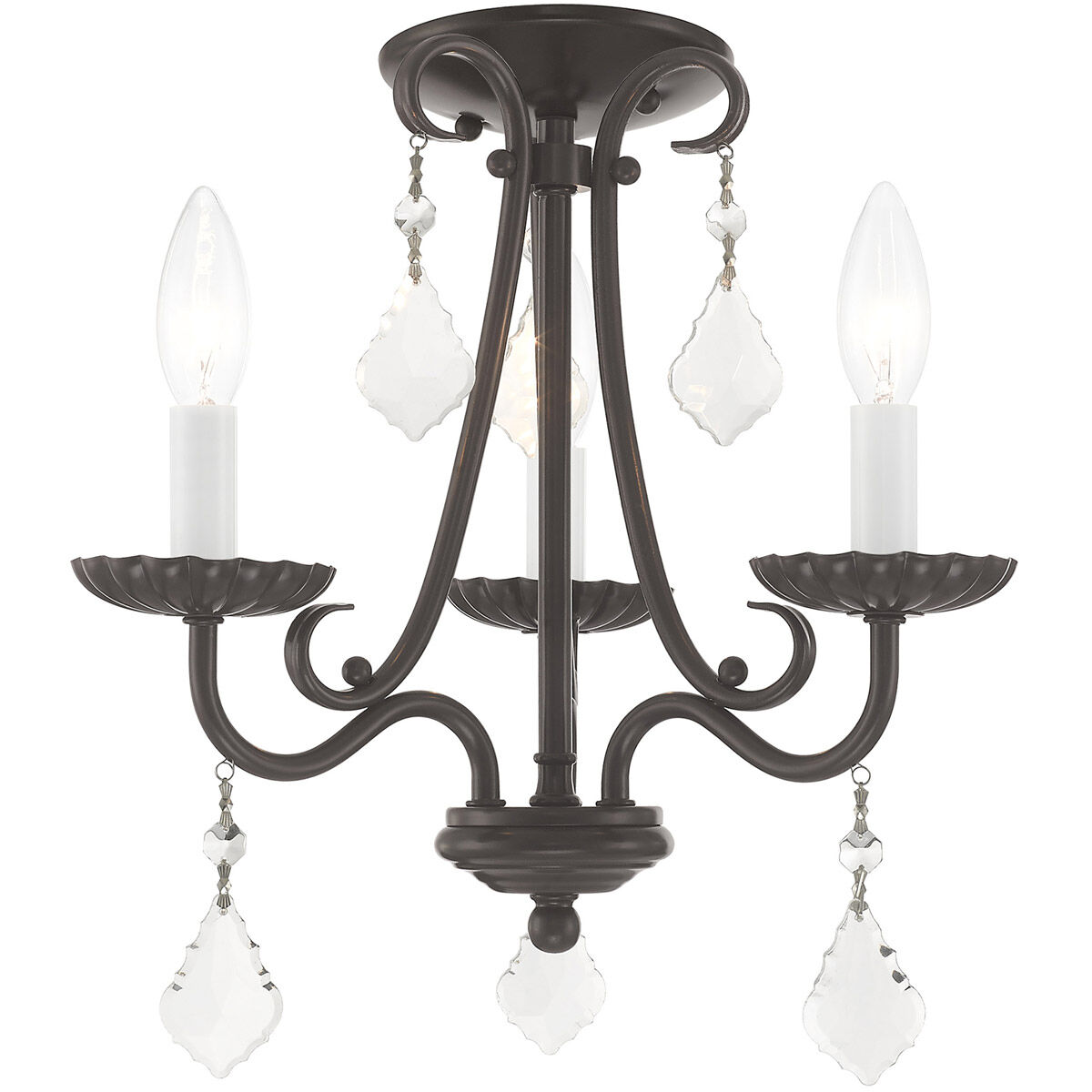 Daphne 3 Light 14 inch English Bronze Mini Chandelier Ceiling Light