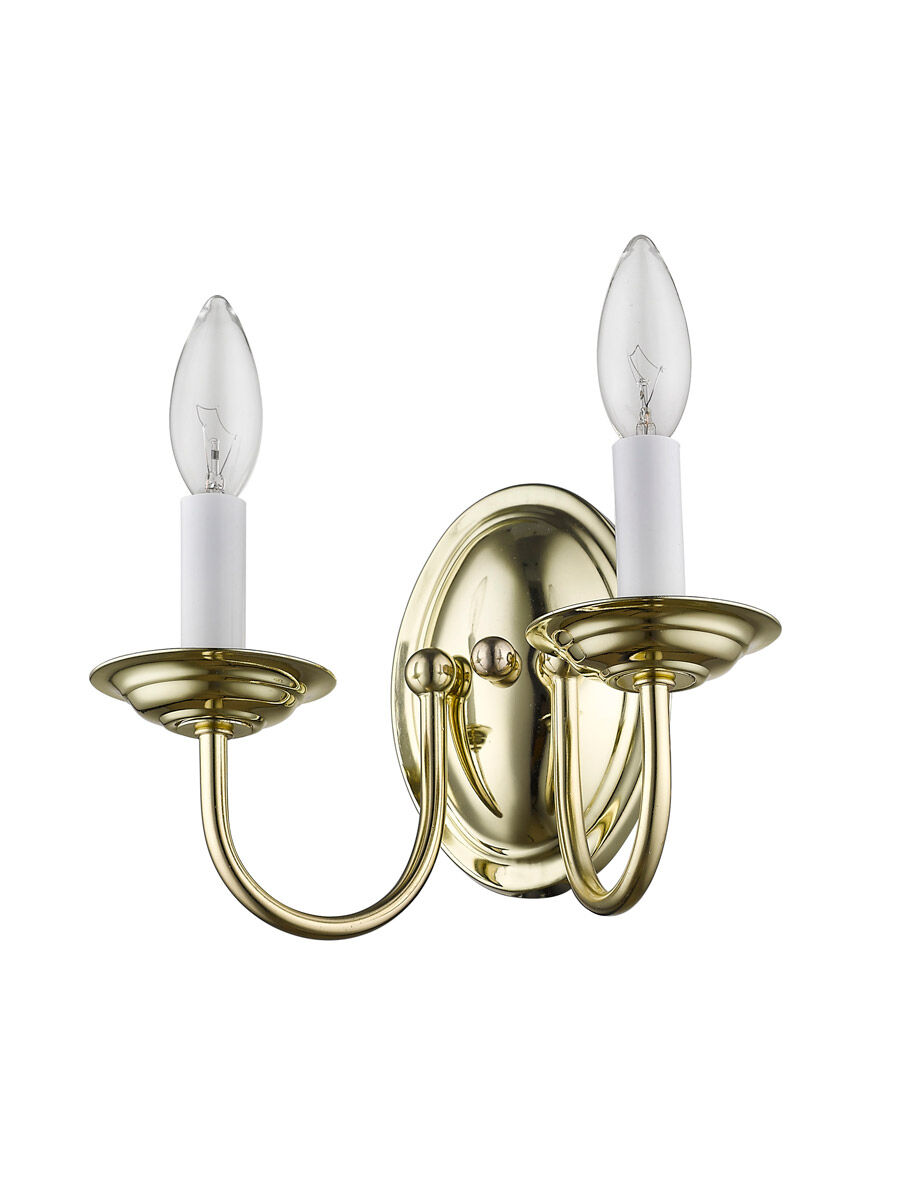 Home Basics 2 Light 10 inch Polished Brass Wall Sconce Wall Light