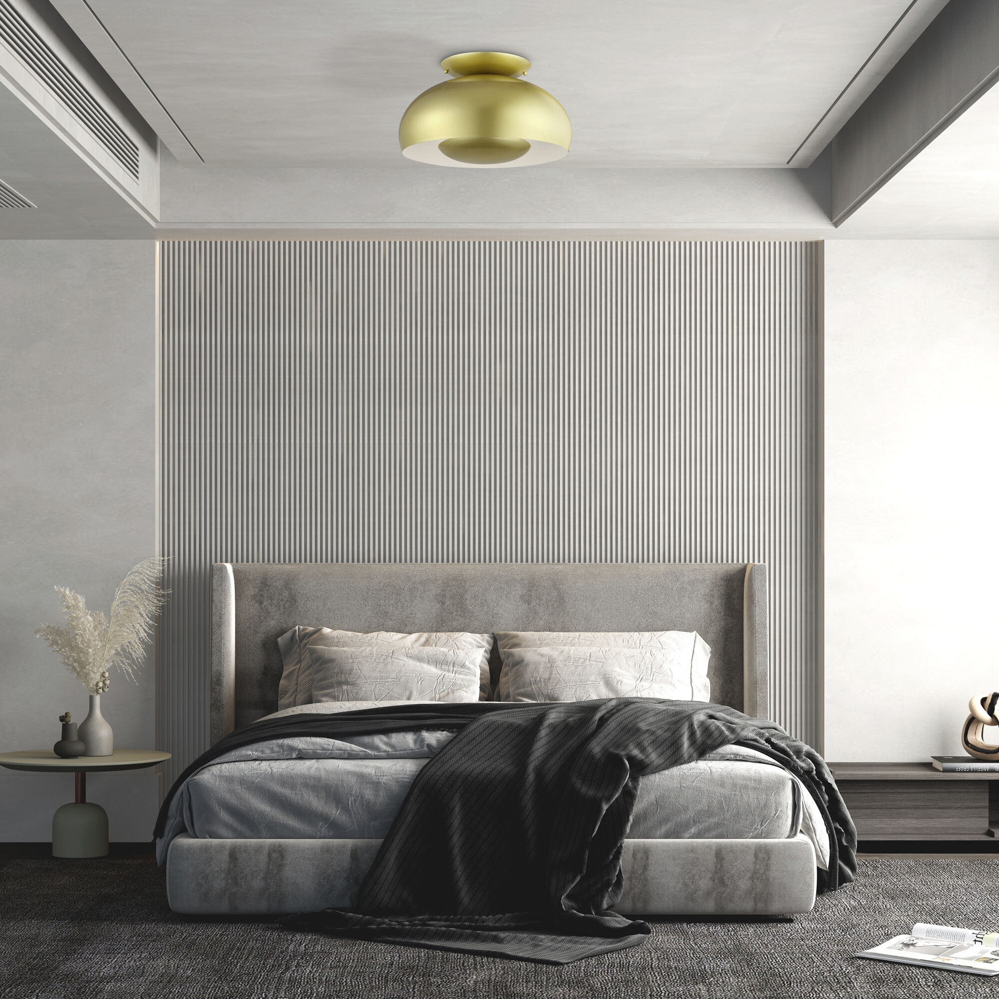 Domma 3 Light 17 inch Soft Gold Semi Flush Mount Ceiling Light, Large