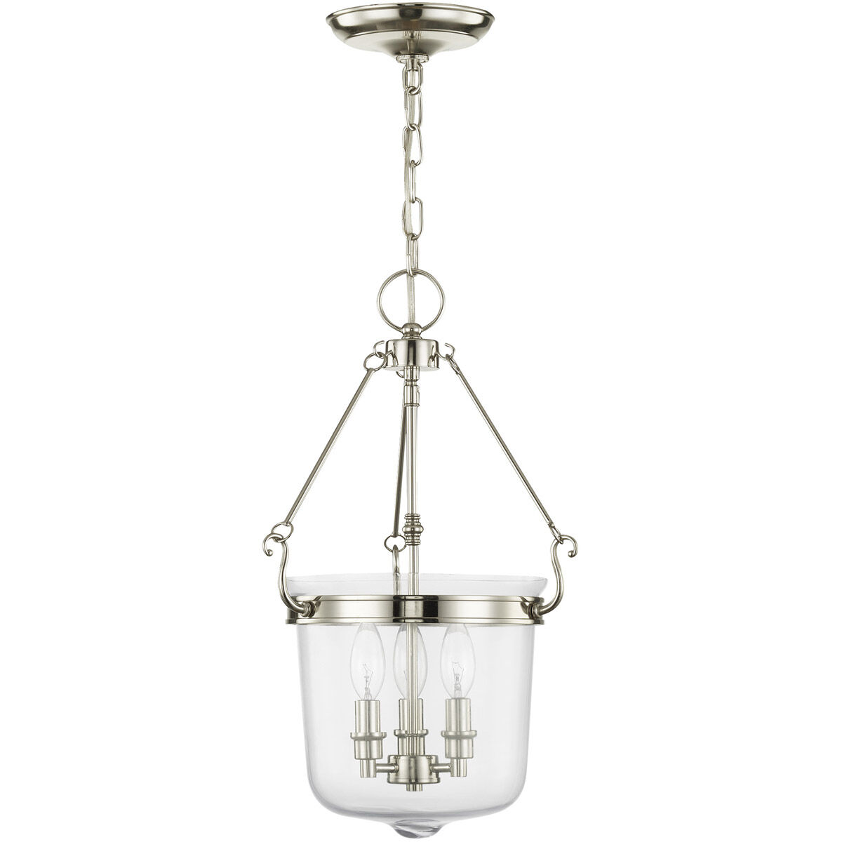 Rockford 3 Light 12 inch Polished Nickel Pendant Ceiling Light