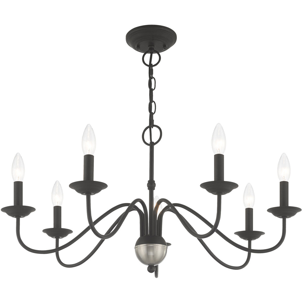Windsor 7 Light 28 inch Black Chandelier Ceiling Light