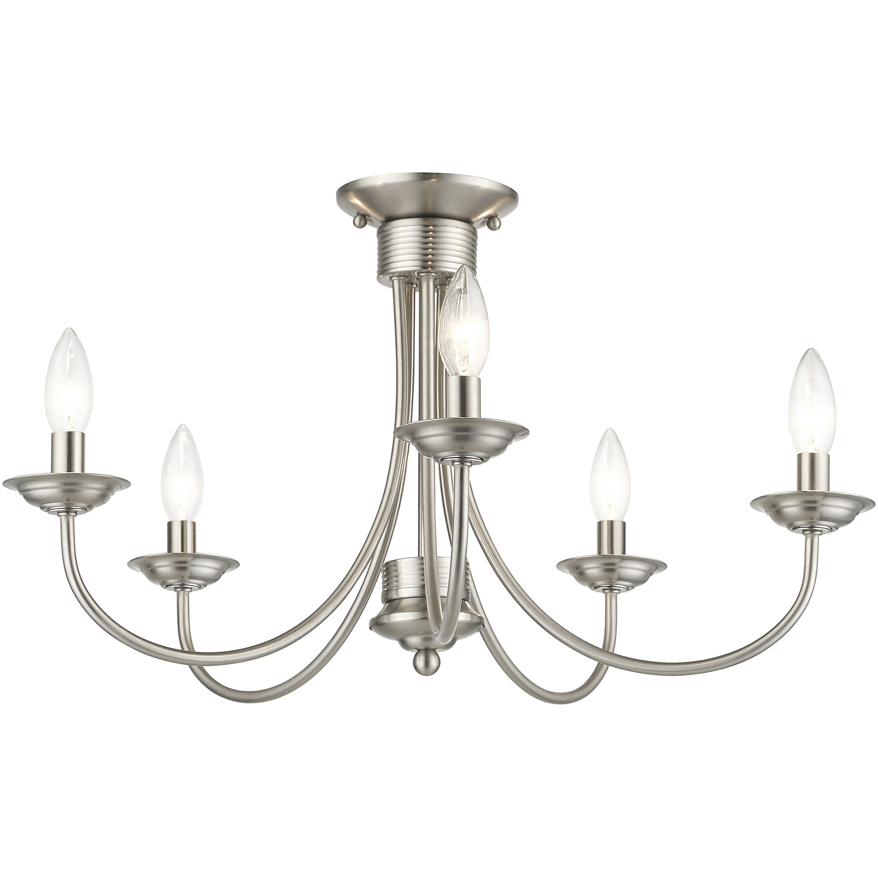 Estate 5 Light 24 inch Brushed Nickel Semi Flush Mount Ceiling Light, Large