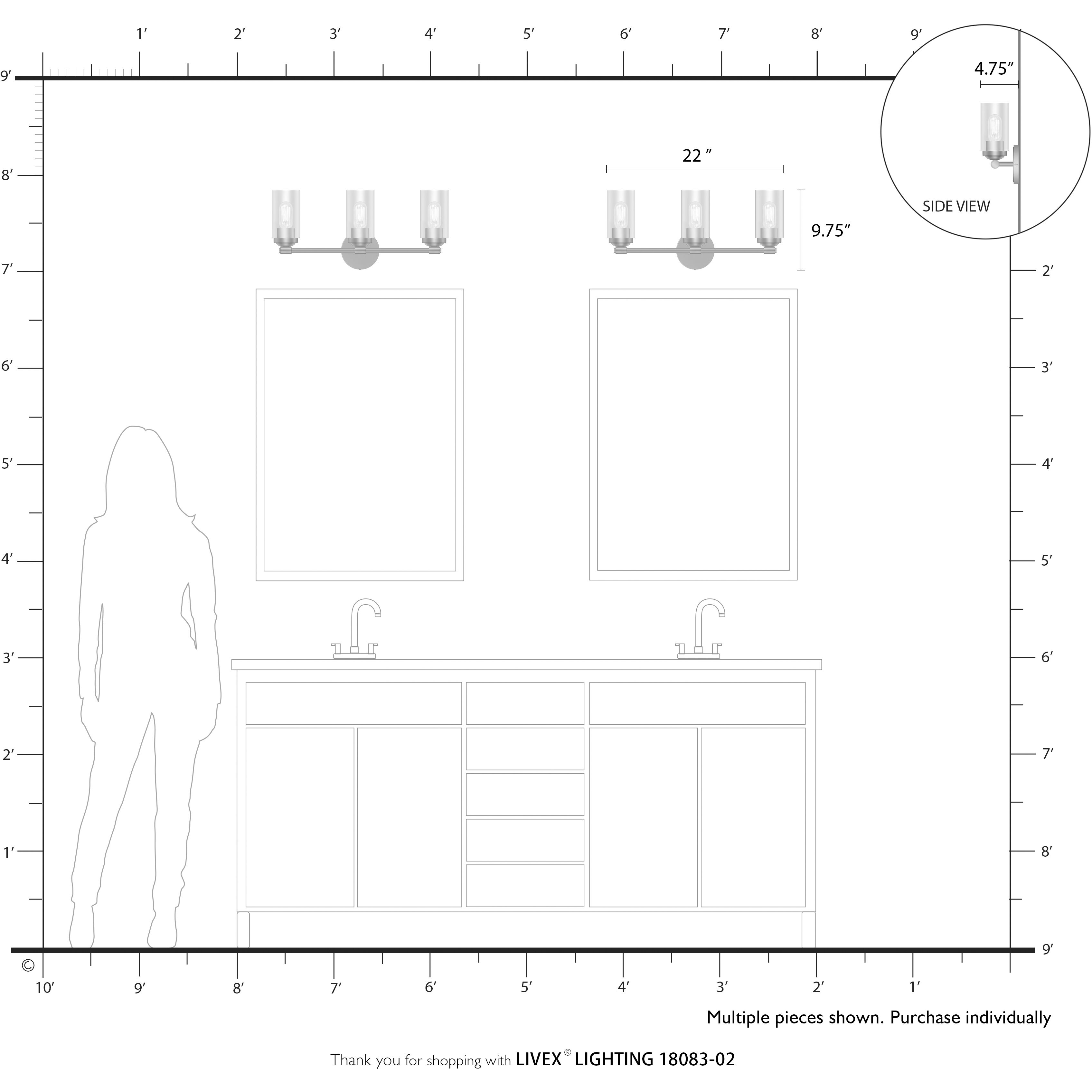 Whittier 3 Light 22 inch Polished Brass Vanity Sconce Wall Light