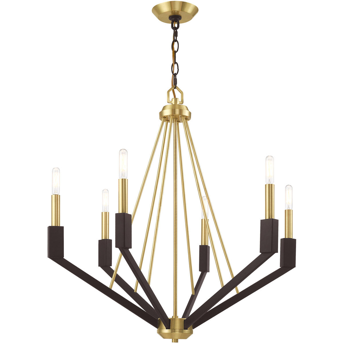 Beckett 6 Light 26 inch Satin Brass & Bronze Chandelier Ceiling Light