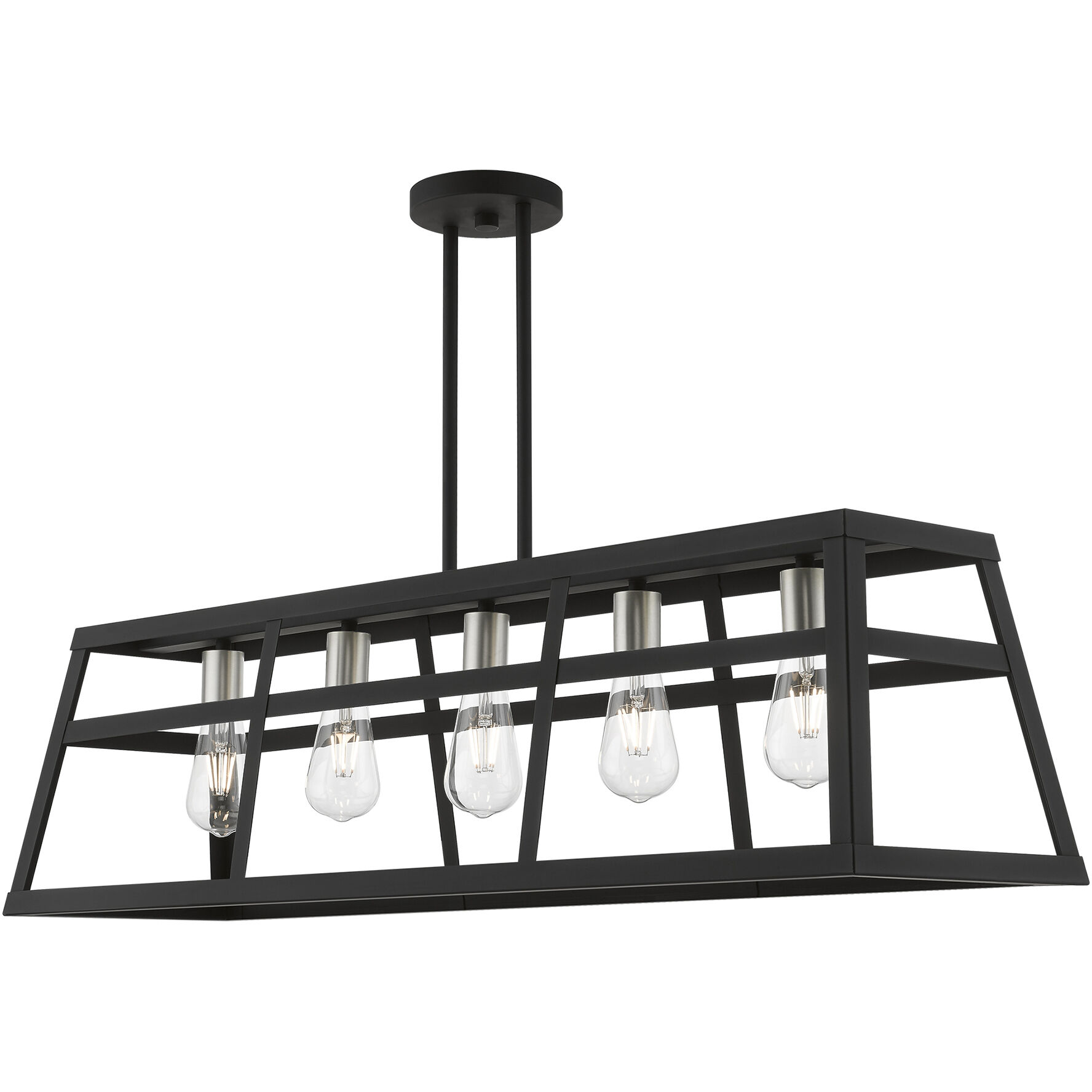 Schofield 5 Light 40 inch Black with Brushed Nickel Accents Linear Chandelier Ceiling Light