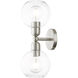 Downtown 2 Light 7 inch Brushed Nickel Vanity Sconce Wall Light, Sphere
