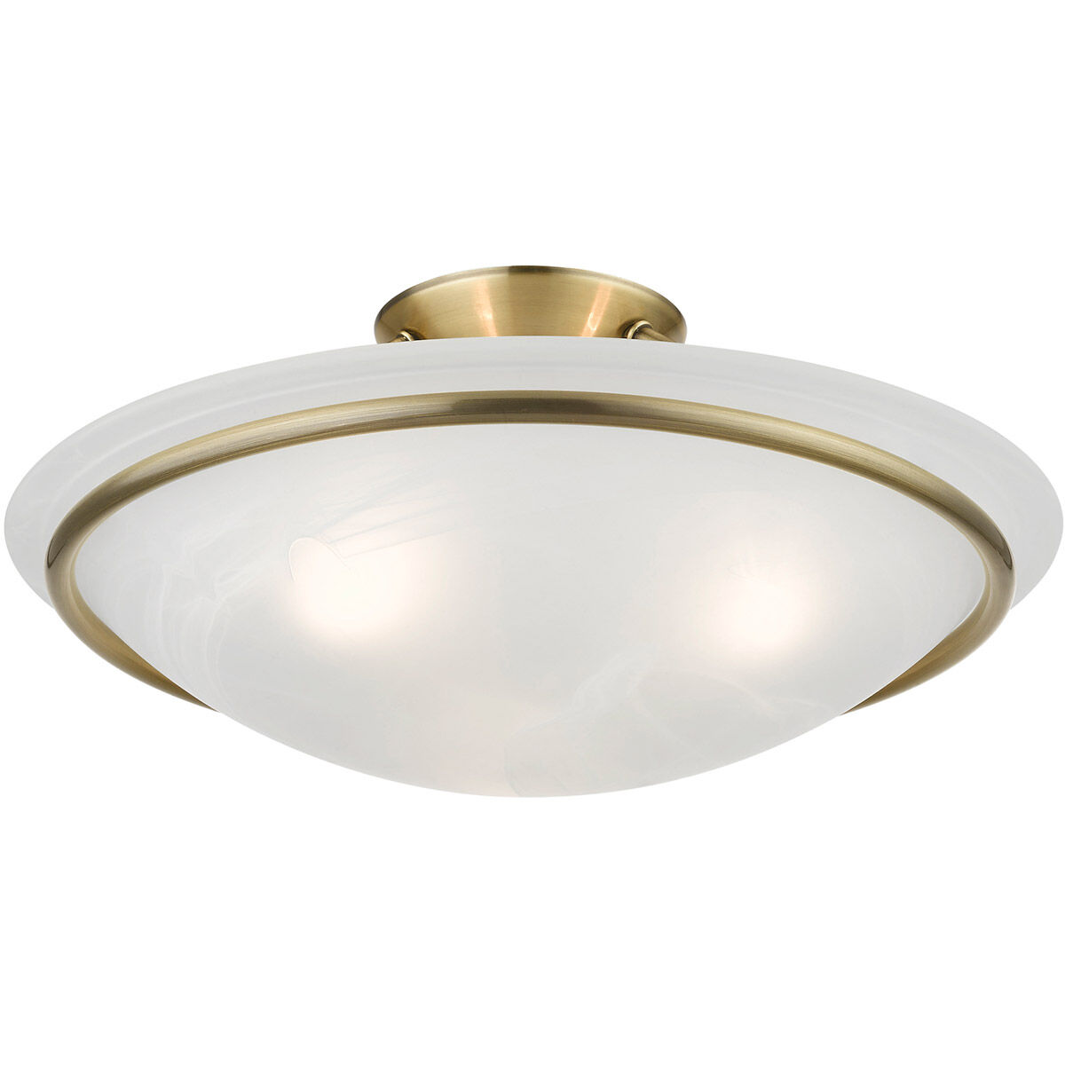 Newburgh 3 Light 16 inch Antique Brass Semi-Flush Ceiling Light