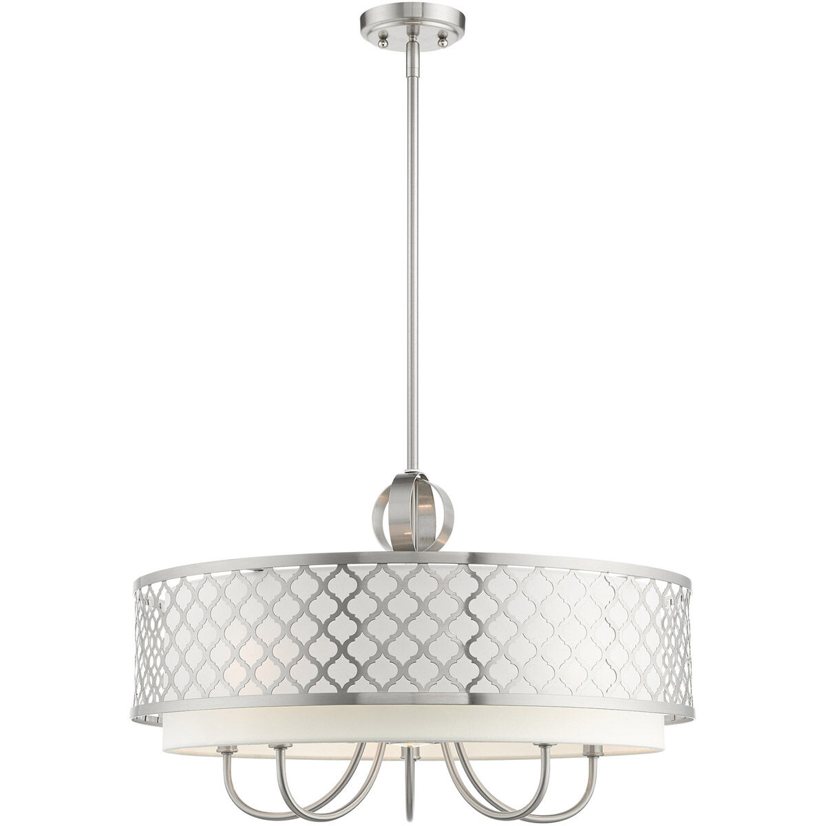 Arabesque 6 Light 24 inch Brushed Nickel Pendant Chandelier Ceiling Light
