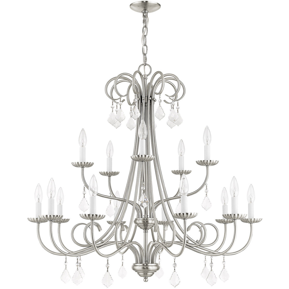 Daphne 15 Light 36 inch Brushed Nickel Foyer Chandelier Ceiling Light