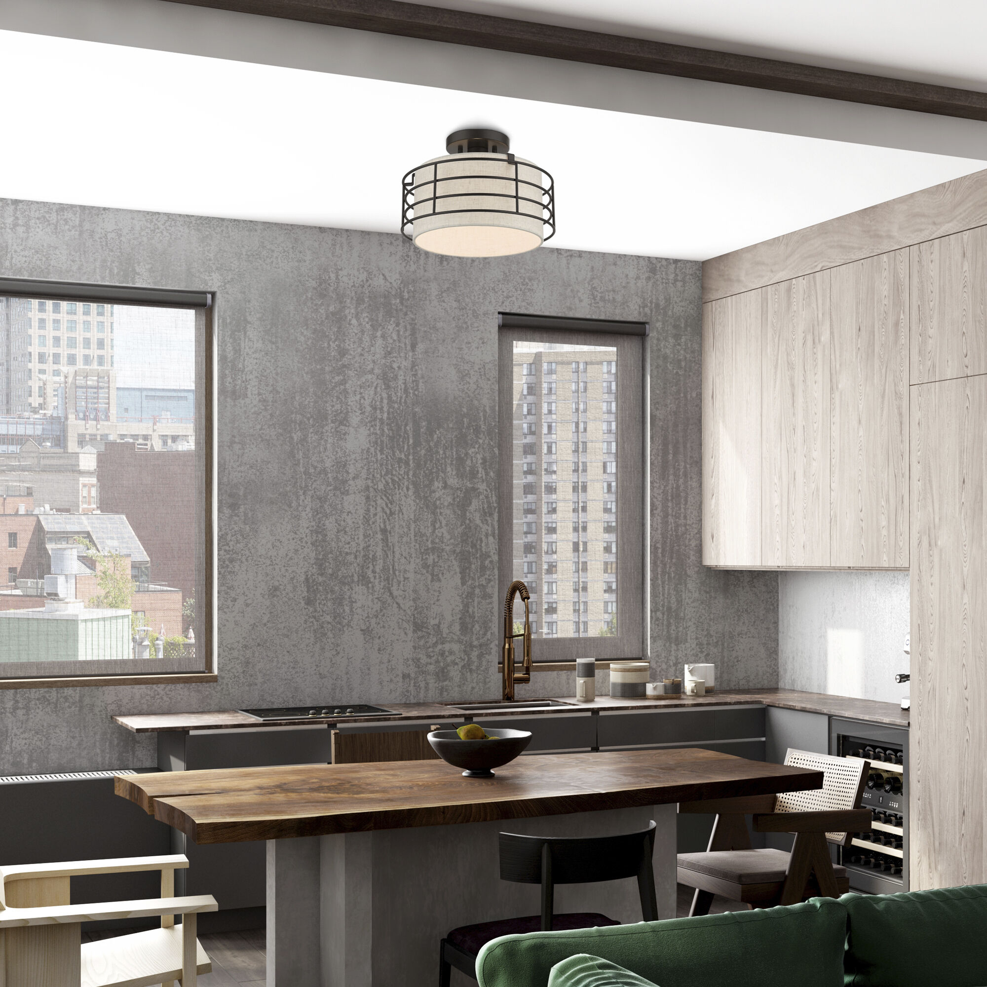 Blanchard 1 Light 12 inch English Bronze Semi Flush Mount Ceiling Light, Medium