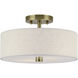 Monroe 2 Light 13 inch Antique Brass Semi Flush Mount Ceiling Light, Medium
