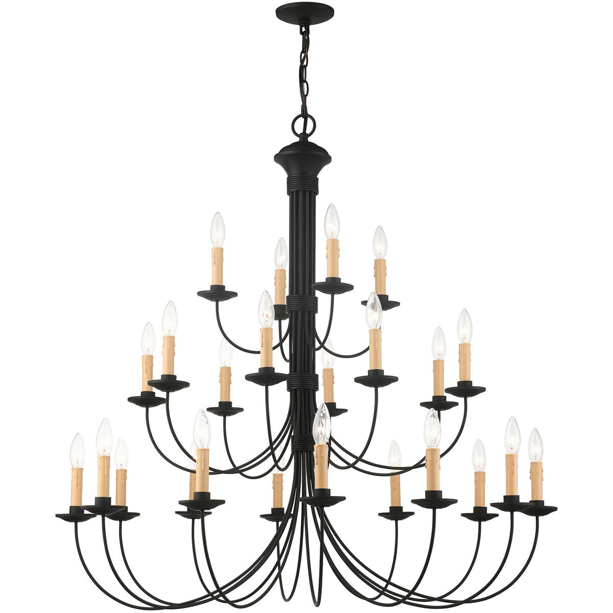 Heritage 24 Light 42 inch Black Chandelier Ceiling Light