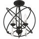 Aria 3 Light 16 inch Black Convertible Chandelier / Semi Flush Ceiling Light