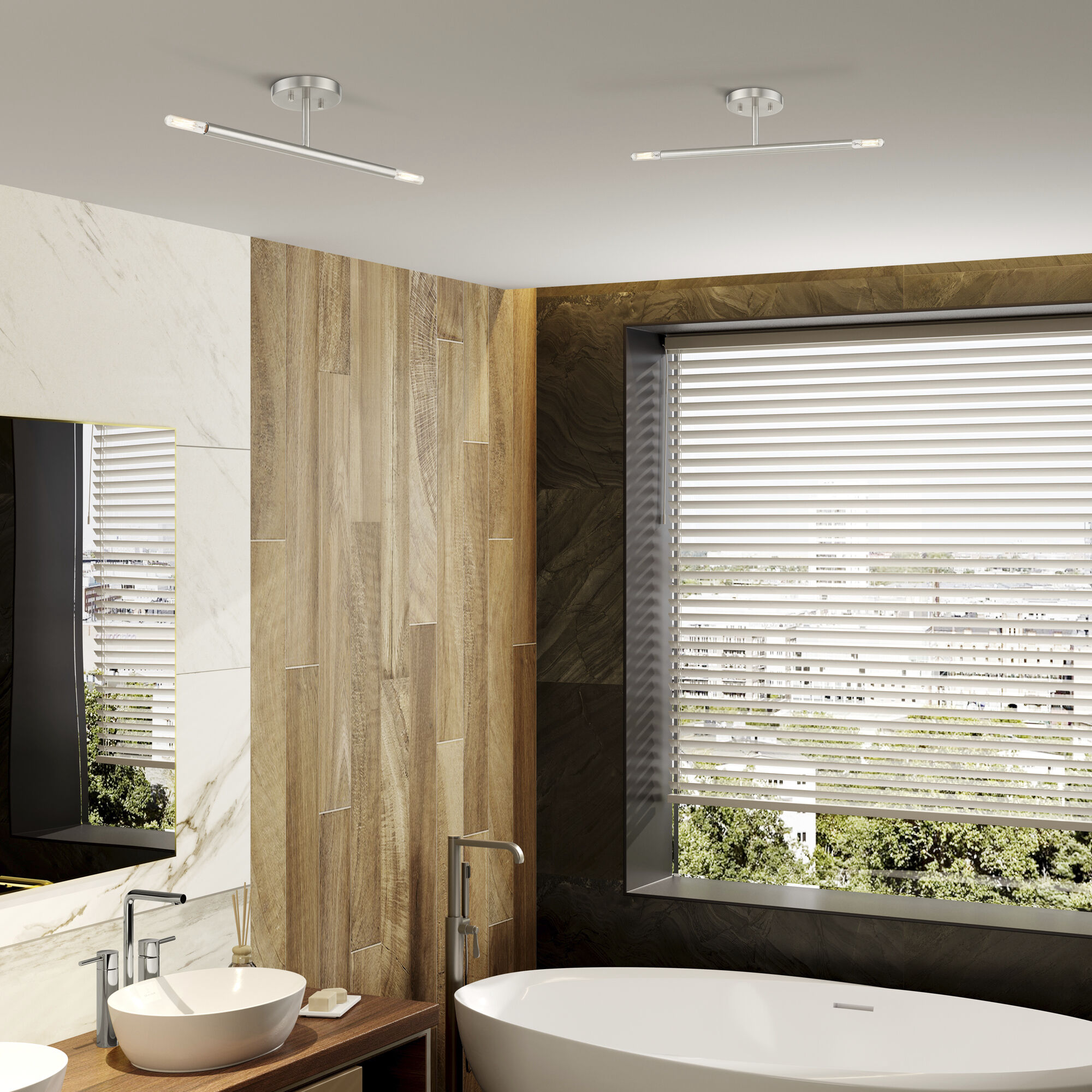 Copenhagen 2 Light 5.13 inch Brushed Nickel Semi-Flush Ceiling Light