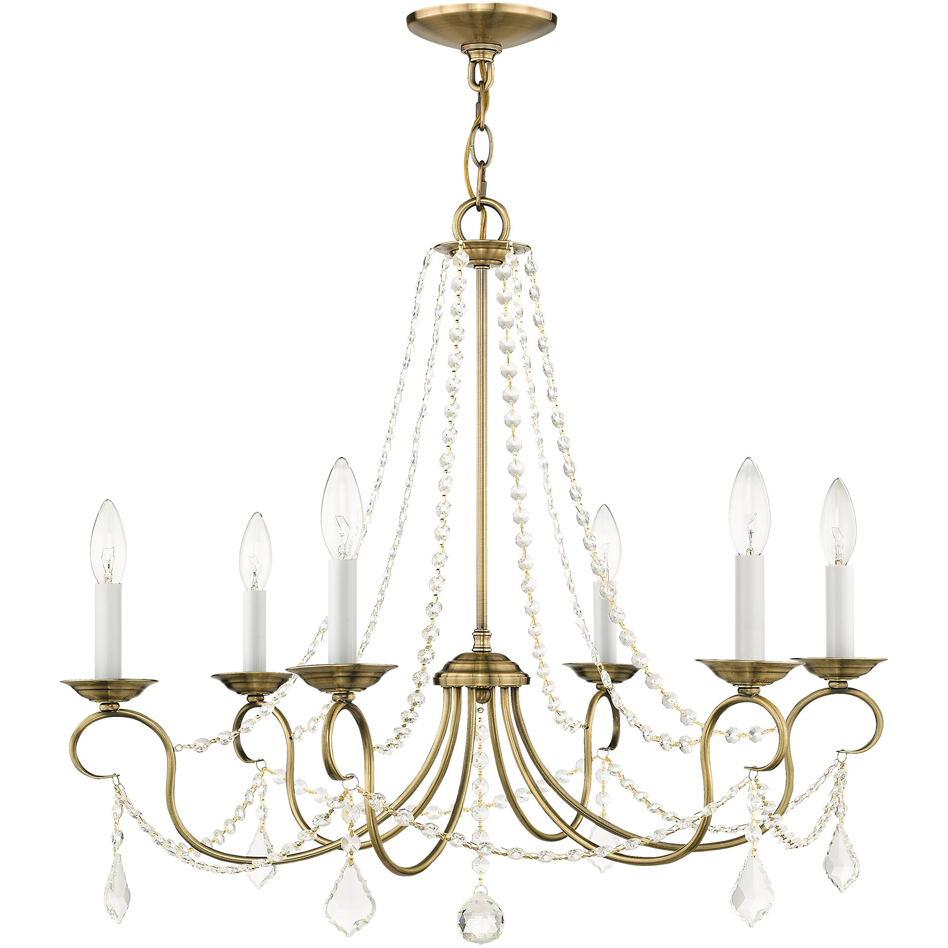 Pennington 6 Light 28 inch Antique Brass Chandelier Ceiling Light