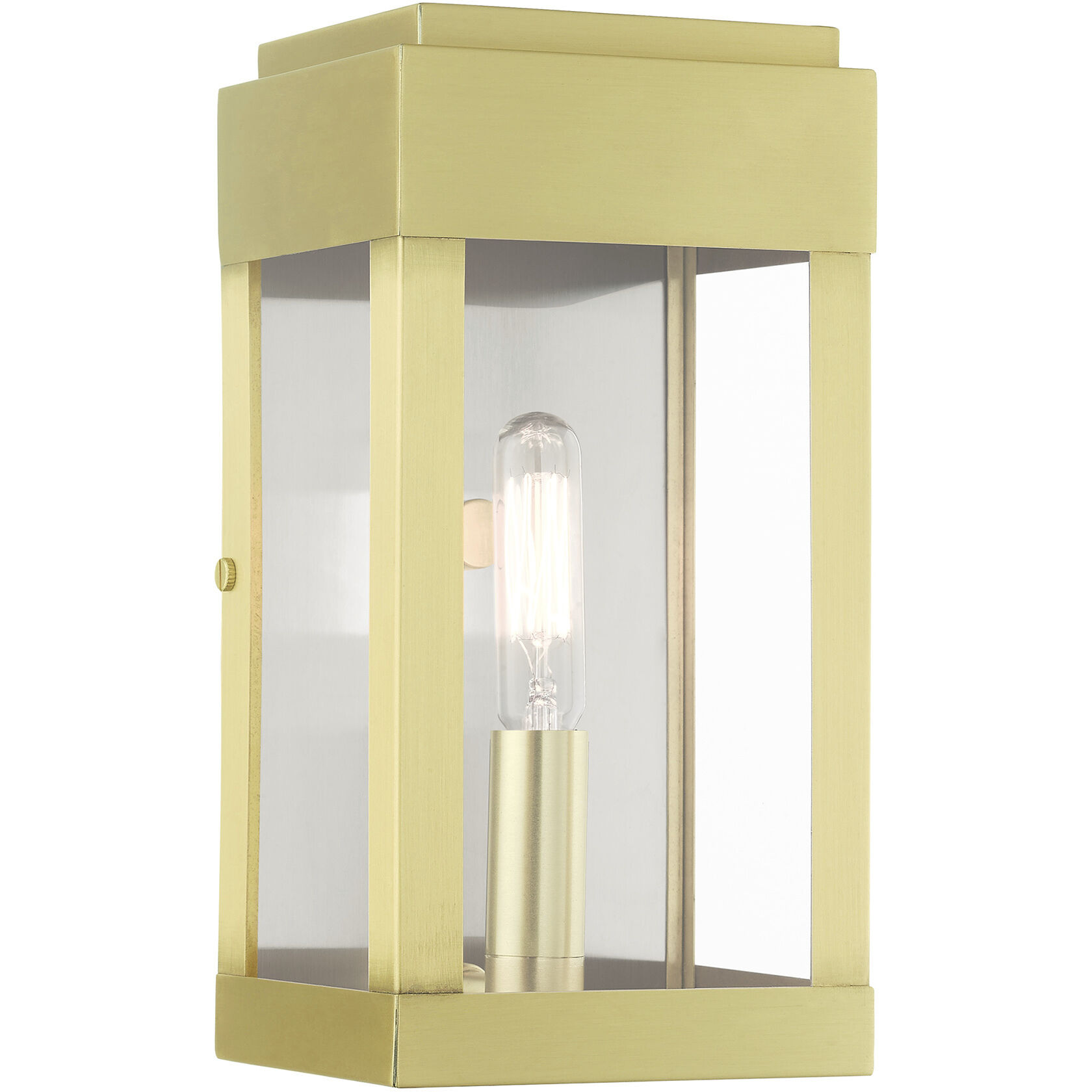 York 1 Light 9 inch Satin Brass Outdoor ADA Wall Lantern