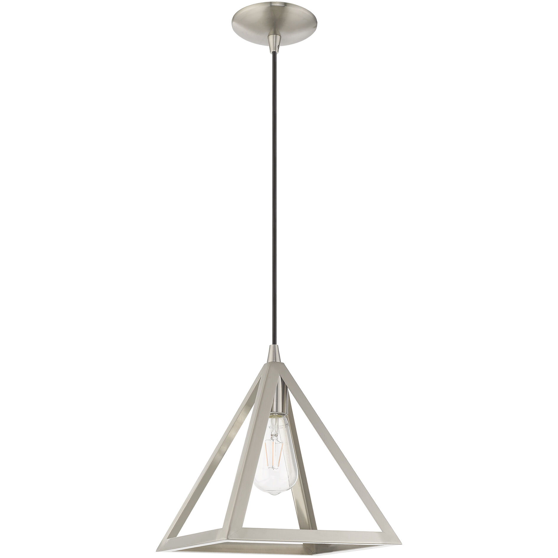 Geometric 1 Light 14 inch Brushed Nickel Mini Pendant Ceiling Light