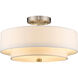 Claremont 3 Light 15 inch Brushed Nickel Semi-Flush Mount Ceiling Light