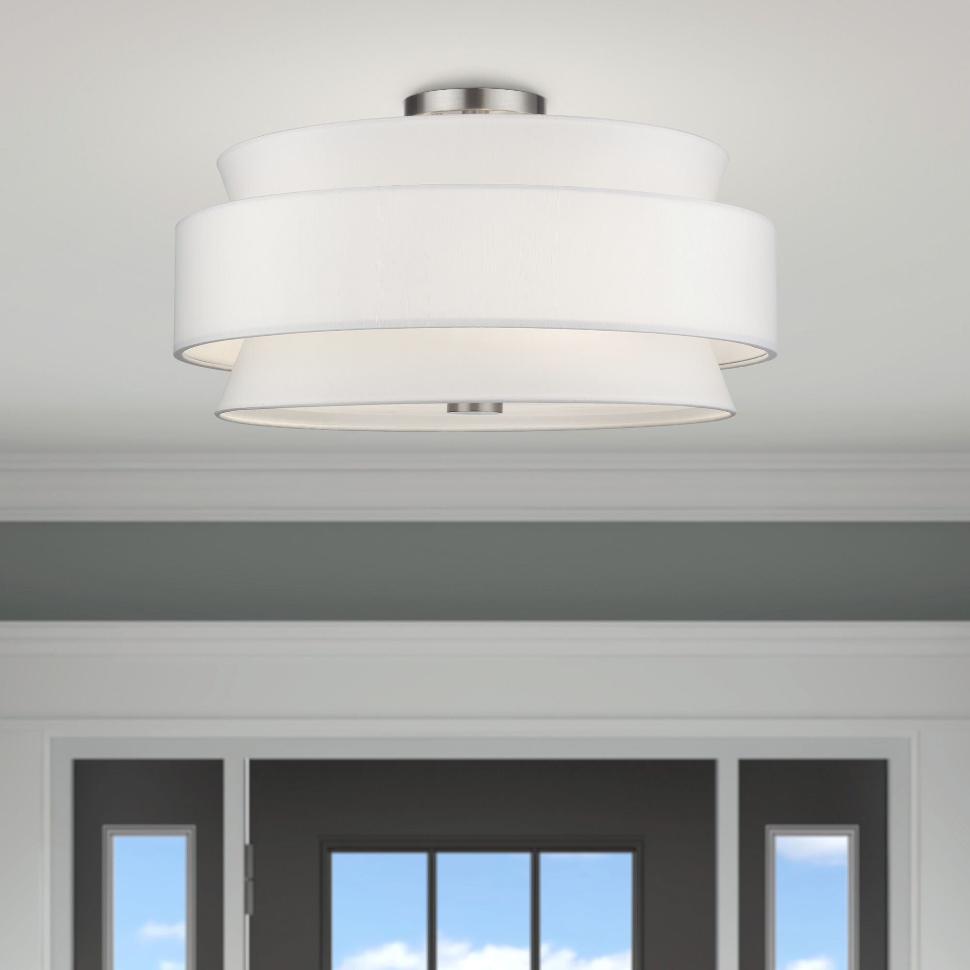 Fontana 5 Light 21 inch Brushed Nickel Semi-Flush Ceiling Light