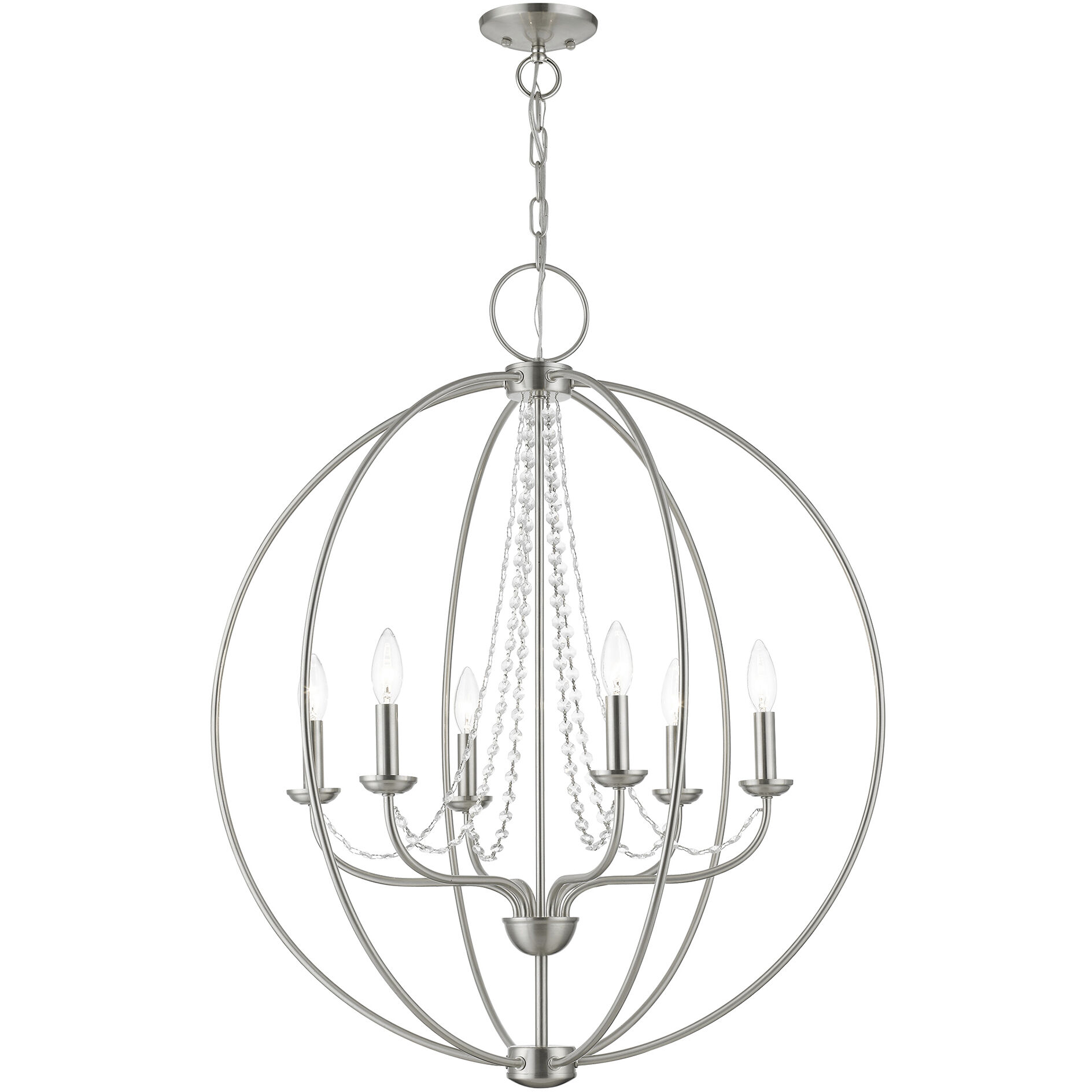 Arabella 6 Light 28 inch Brushed Nickel Pendant Chandelier Ceiling Light, Globe