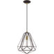 Geometric 1 Light 12 inch Bronze Mini Pendant Ceiling Light