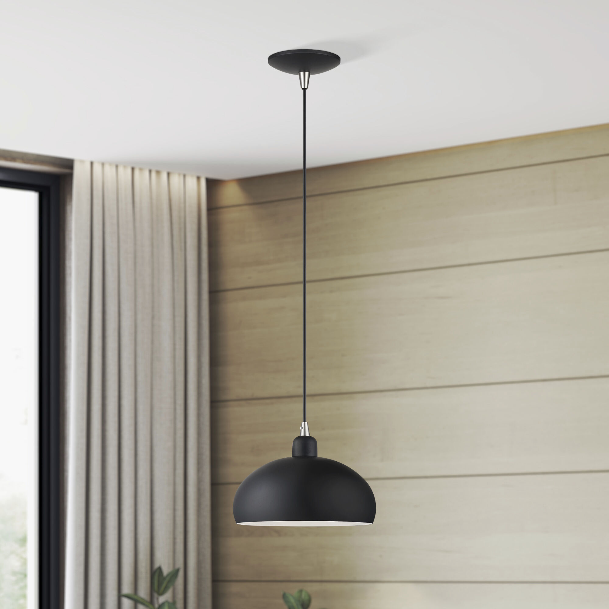 Domma 1 Light 10 inch Black with Brushed Nickel Accents Pendant Ceiling Light