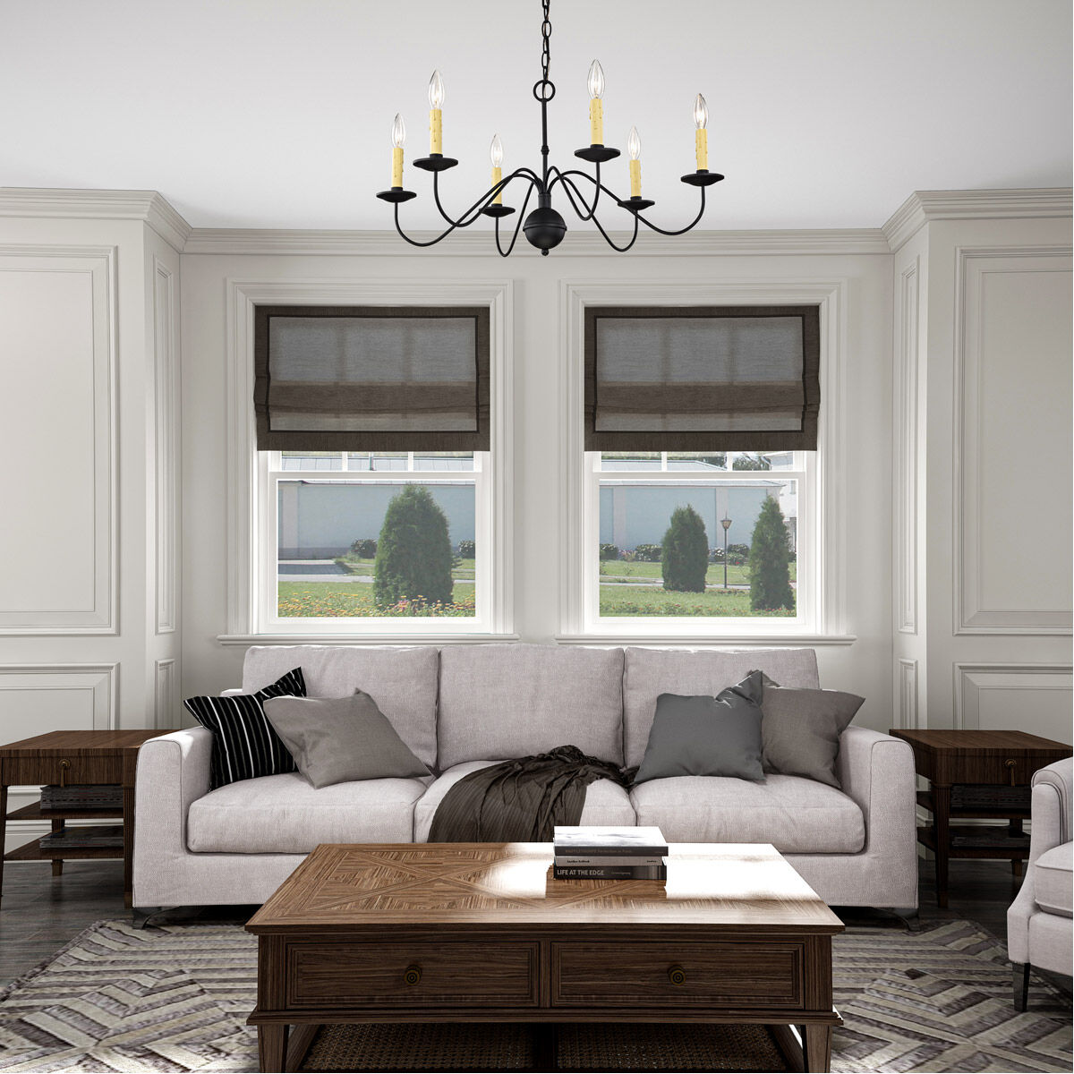 Heritage 6 Light 28 inch Black Chandelier Ceiling Light