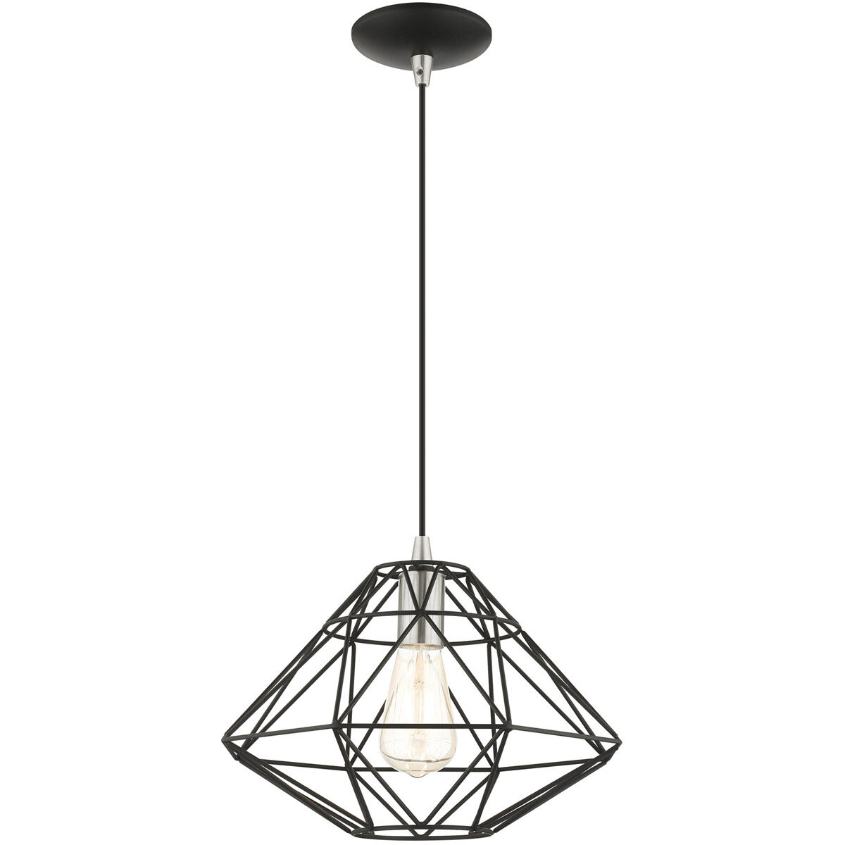 Geometric 1 Light 14 inch Black Pendant Ceiling Light