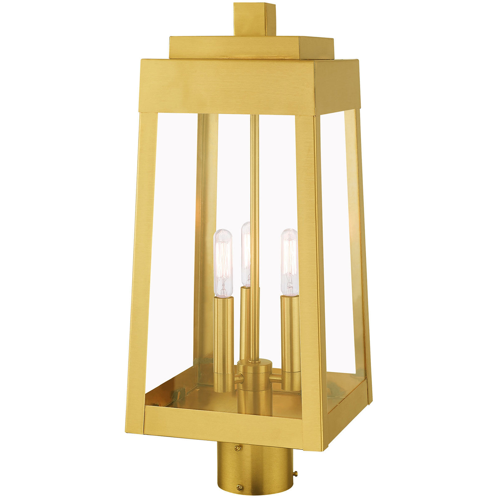 Oslo 3 Light 20 inch Satin Brass Outdoor Post Top Lantern