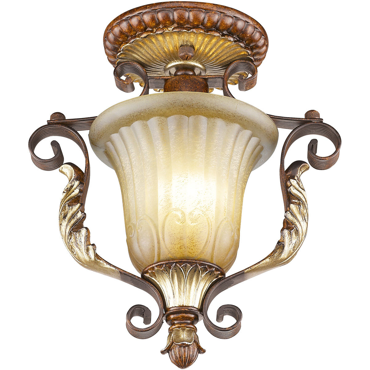 Villa Verona 1 Light 10.25 inch Verona Bronze with Aged Gold Leaf Accents Semi-Flush Mount Ceiling Light