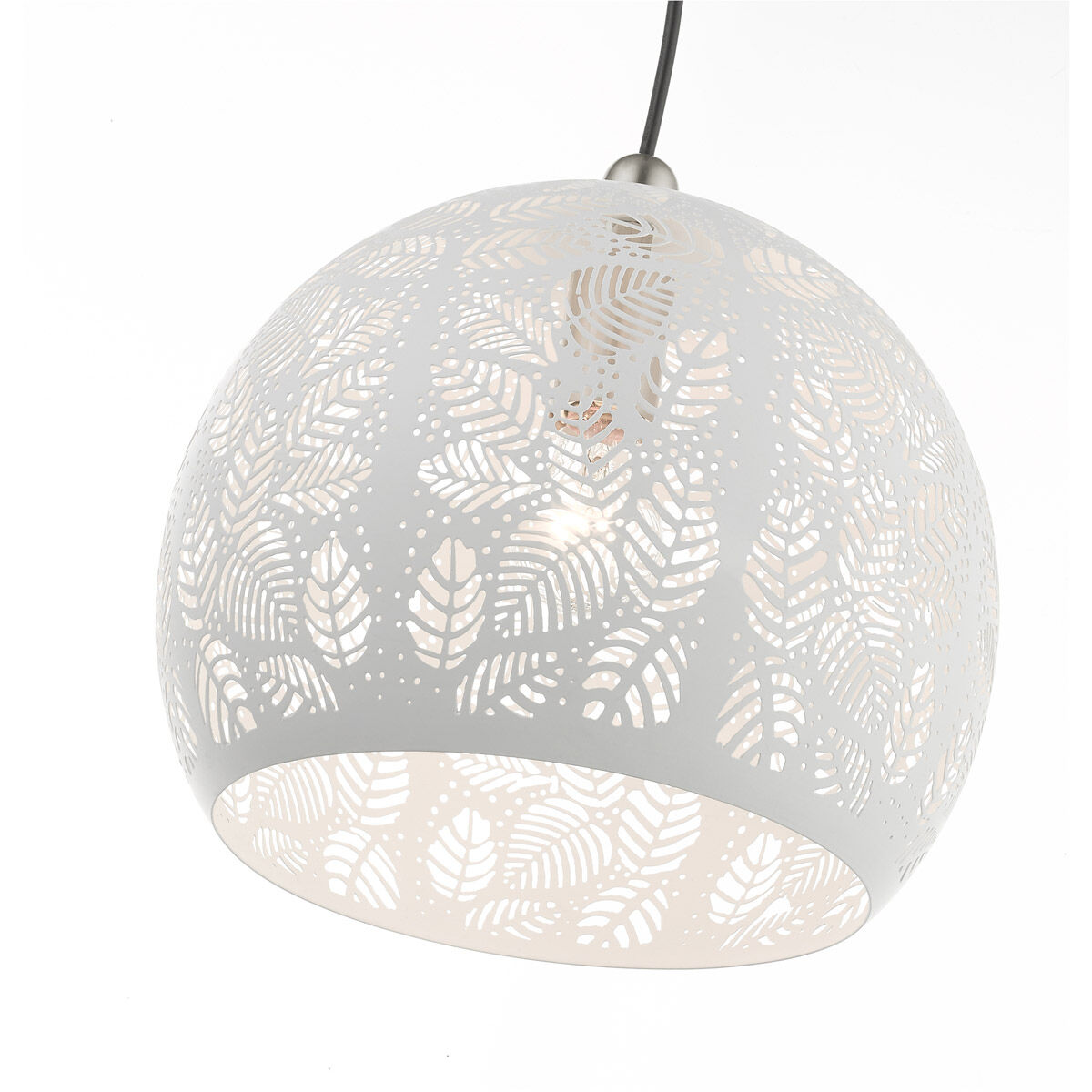 Chantily 1 Light 12 inch White with Brushed Nickel Accents Pendant Ceiling Light