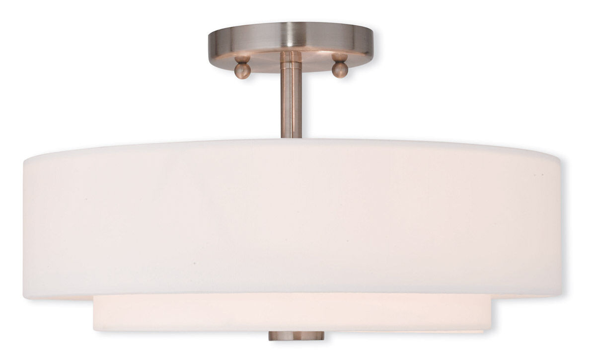 Claremont 3 Light 15 inch Brushed Nickel Semi-Flush Mount Ceiling Light