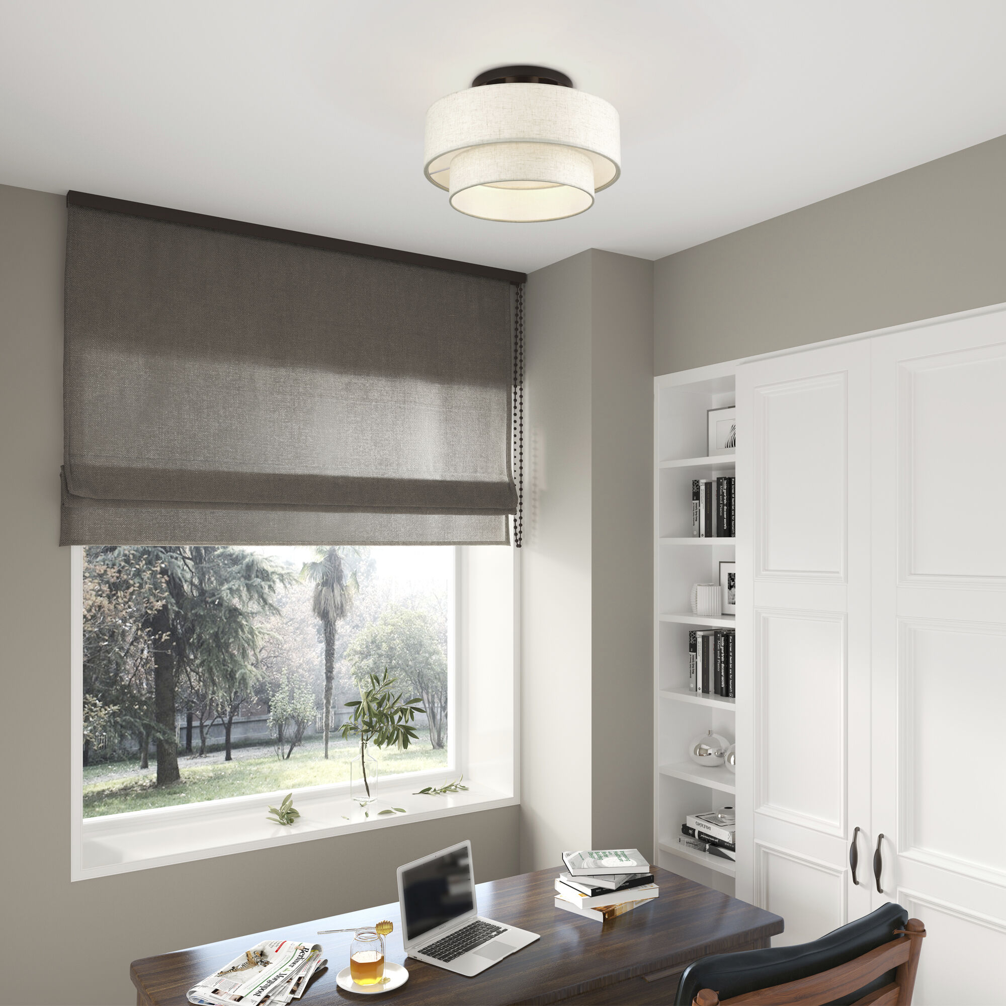 Manorwood 3 Light 15 inch English Bronze Semi Flush Mount Ceiling Light, Large