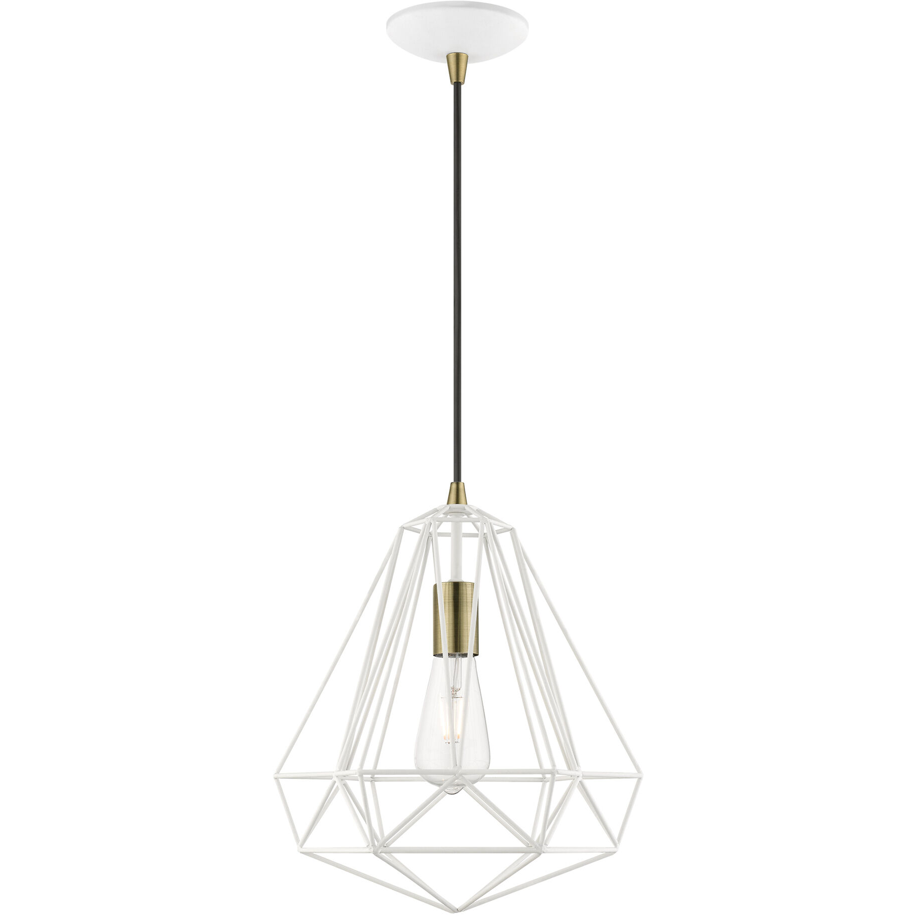 Knox 1 Light 12 inch Textured White with Antique Brass Accents Pendant Ceiling Light