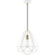 Knox 1 Light 12 inch Textured White with Antique Brass Accents Pendant Ceiling Light