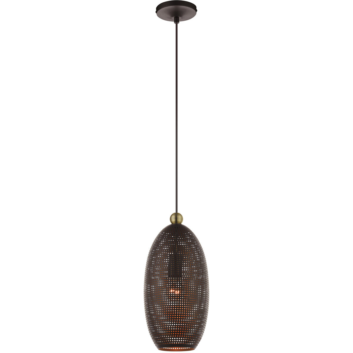 Dublin 1 Light 7 inch Bronze with Antique Brass Accents Pendant Ceiling Light