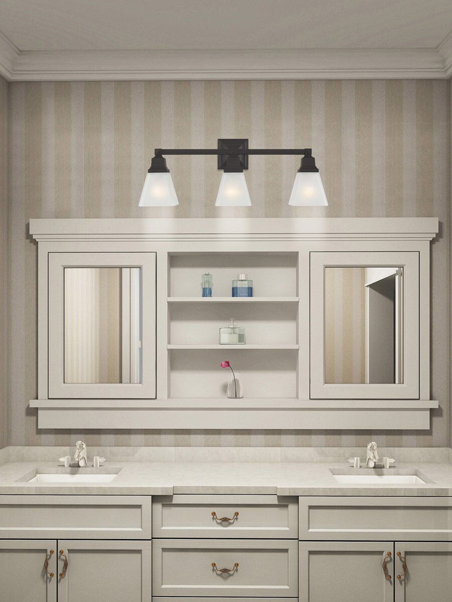 Mission 3 Light 25 inch Bronze Bath Vanity Wall Light