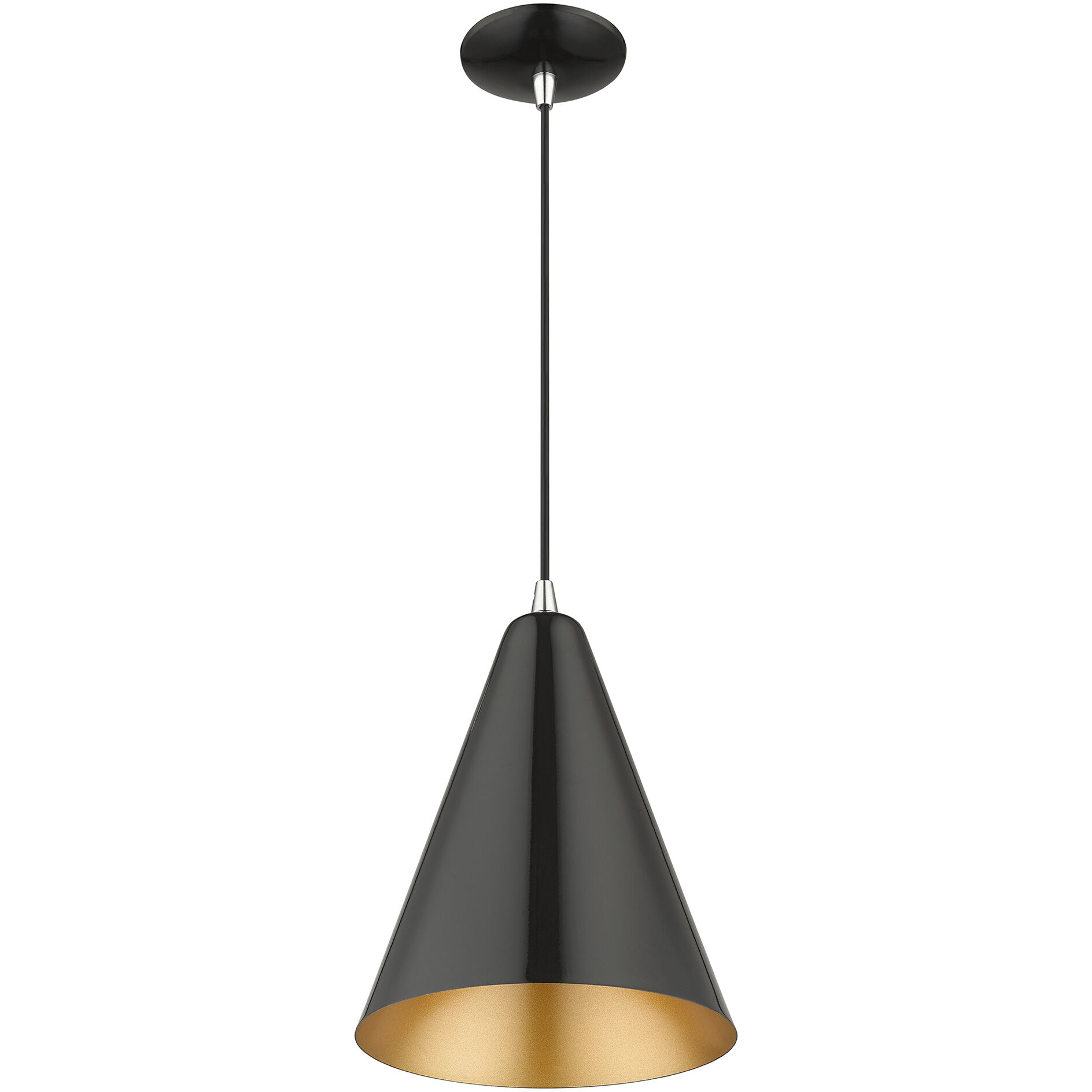 Dulce 1 Light 10 inch Shiny Black with Polished Chrome Accents Pendant Ceiling Light