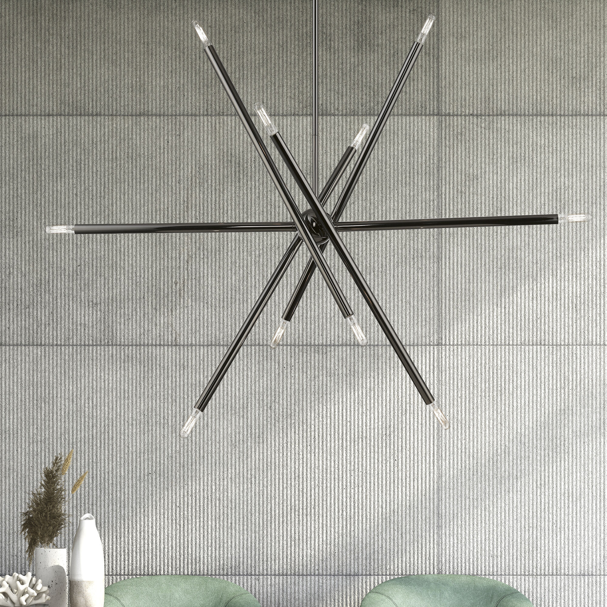 Soho Linear Chandelier Ceiling Light in Black Chrome