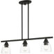 Montgomery 3 Light 30 inch Black Linear Chandelier Ceiling Light