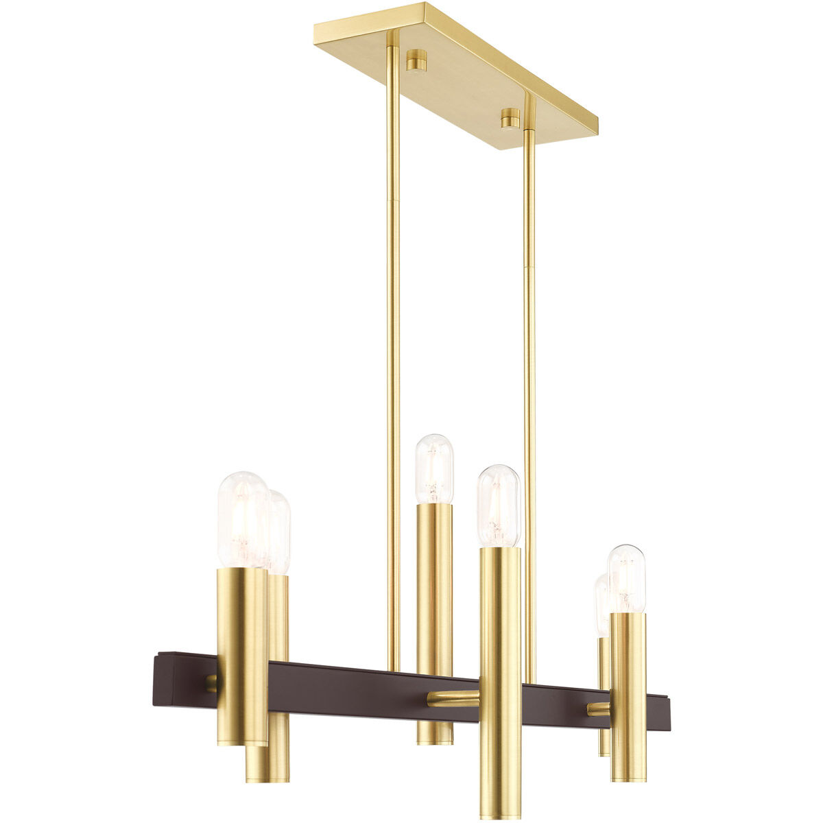 Helsinki 6 Light 8 inch Satin Brass with Bronze Accents Chandelier Ceiling Light