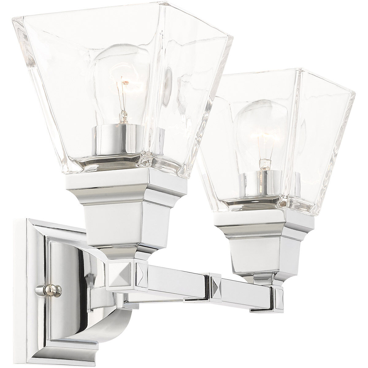 Mission 2 Light 15 inch Polished Chrome Vanity Sconce Wall Light