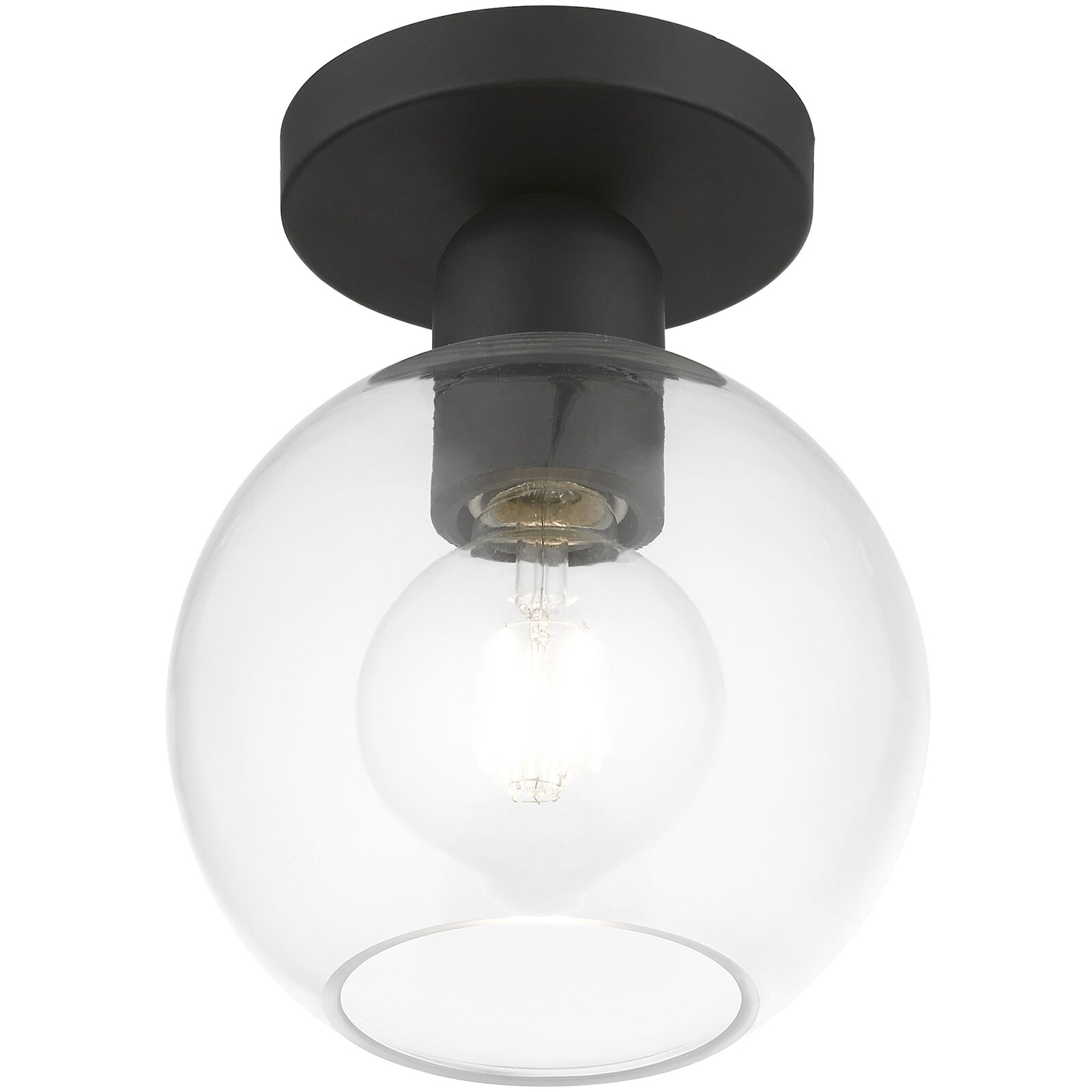 Downtown 1 Light 7 inch Black Semi-Flush Ceiling Light, Sphere