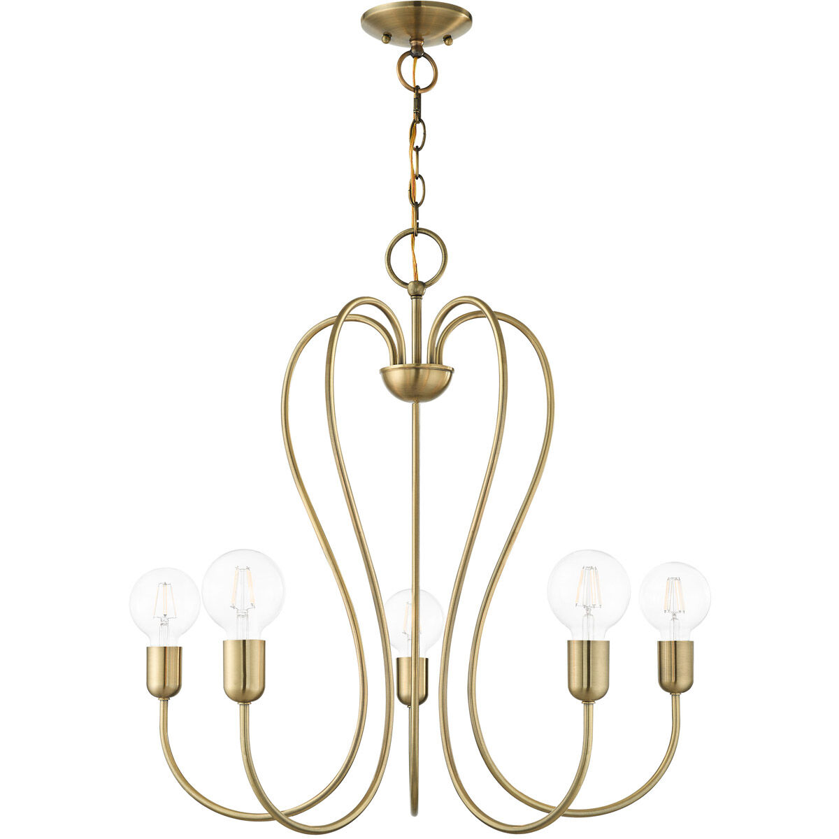 Lucerne 5 Light 24 inch Antique Brass Chandelier Ceiling Light