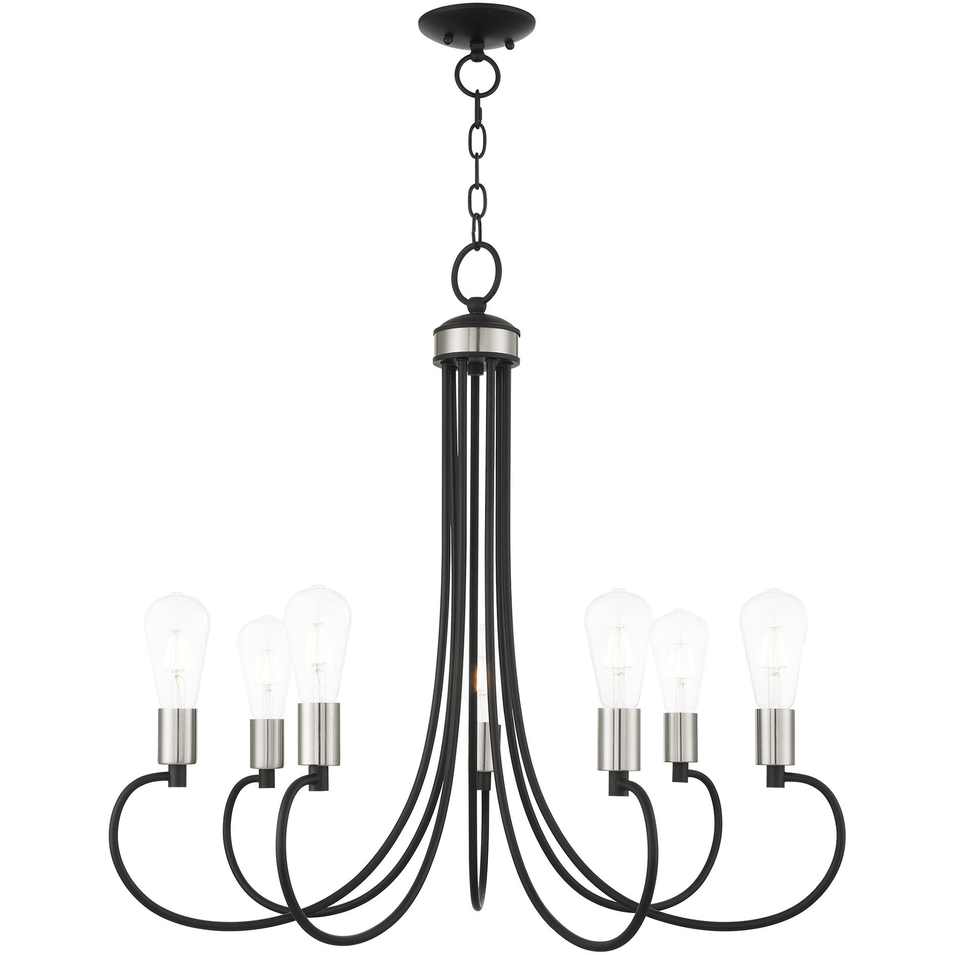 Bari 7 Light 30 inch Black with Brushed Nickel Accents Chandelier Ceiling Light
