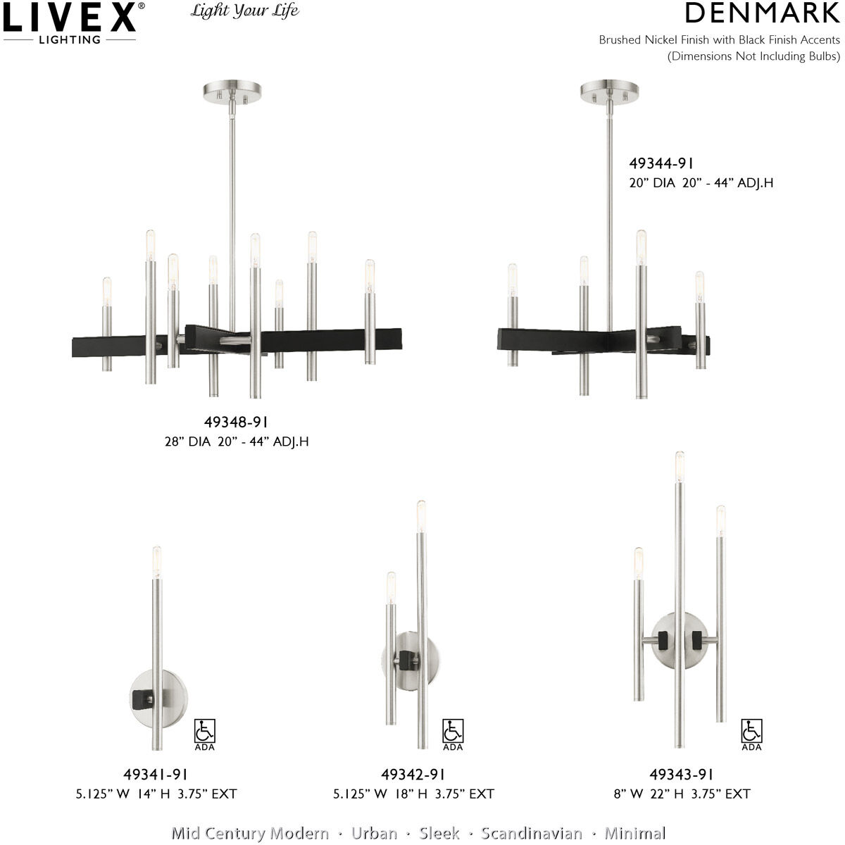 Denmark 4 Light 20 inch Brushed Nickel Chandelier Ceiling Light