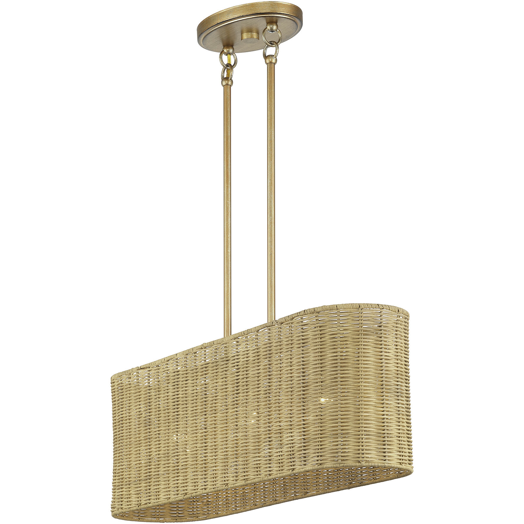 Weavington 3 Light 30 inch Antique Gold Leaf Linear Chandelier Ceiling Light, Medium