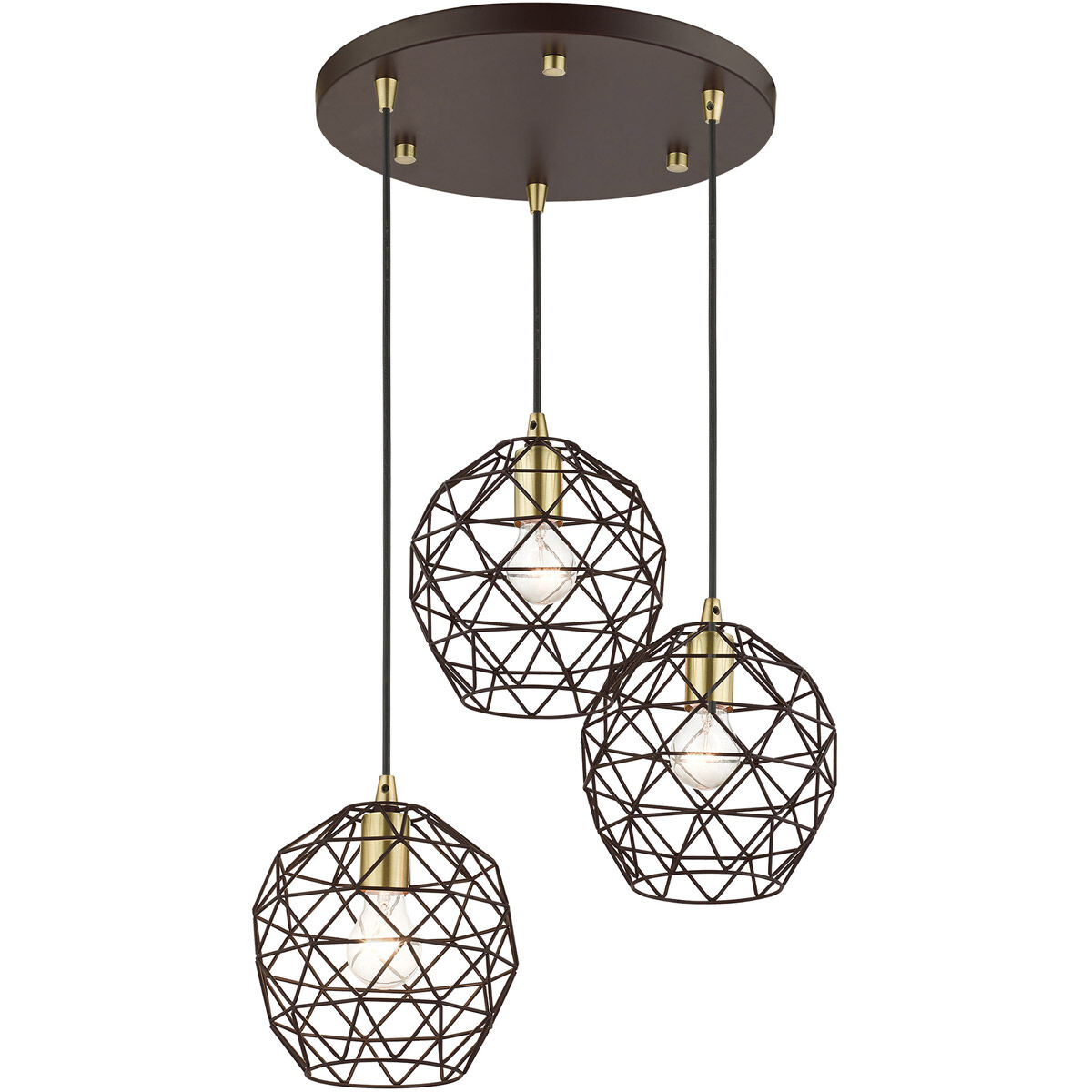 Geometrix 3 Light 20 inch Bronze Pendant Ceiling Light