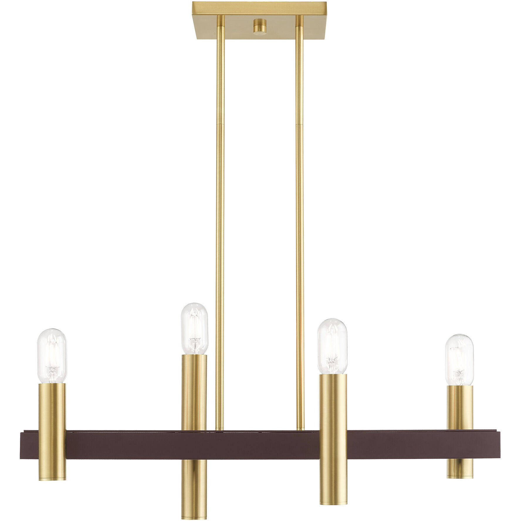 Helsinki 4 Light 8.25 inch Satin Brass with Bronze Accents Chandelier Ceiling Light